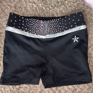 Black Rhinestone Kids Athletic Shorts
